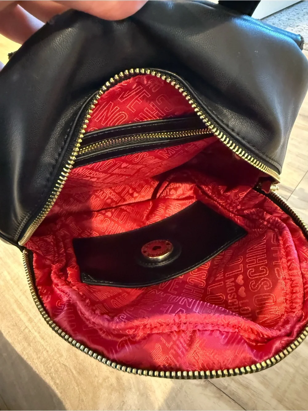 Love Moschino Studded Heart Backpack Nappa Black